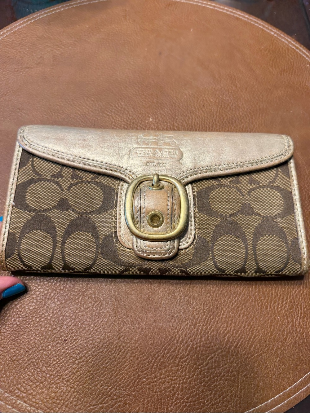 Coach Brown Signature Canvas and Leather Wallet